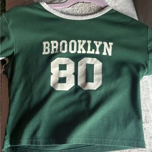 Green Kids Shirt with Brooklyn 80 Print
